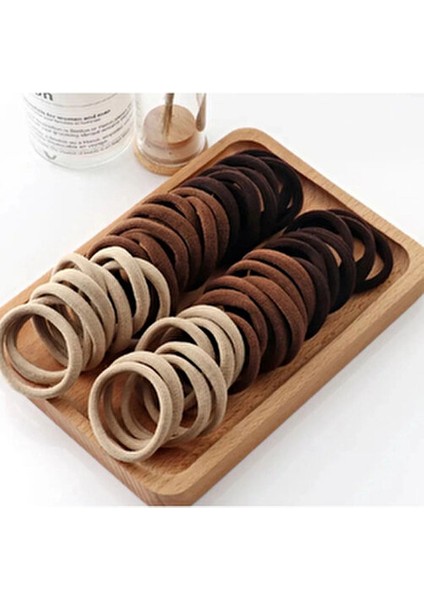 Kadın 50'li Kahve Tonları Ultra Esnek Havlu Lastik Toka Seti