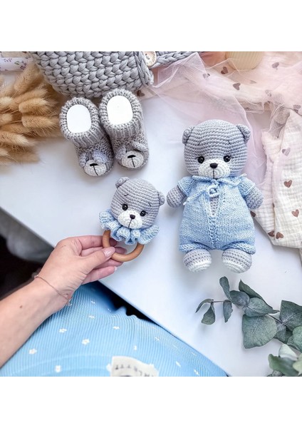 Amigurumi Gri Ayıcık Set