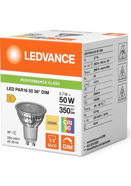 LED Par 16 50 36 Dimm 3,7 W 3000K GU10 P Dimli LED Ampul 4099854457548 fırsatları