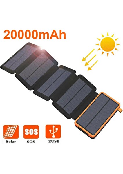 Güneş Enerjili Powerbank 20000 Mah Katlanır 4 Güneş Paneli ile USB Şarj Cihazı fiyatları