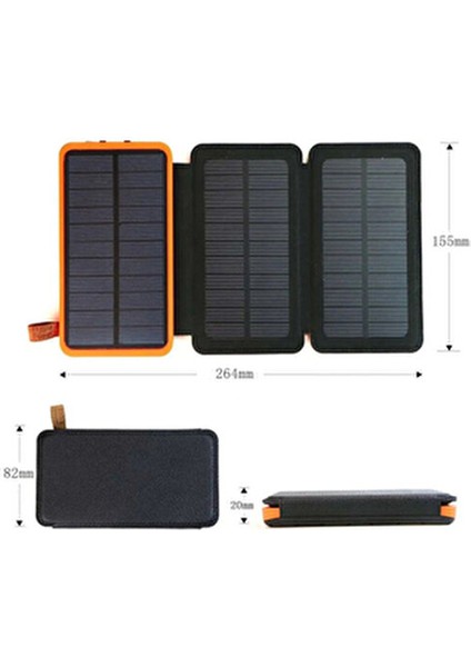 Güneş Enerjili Powerbank 20000 Mah Katlanır 4 Güneş Paneli ile USB Şarj Cihazı
