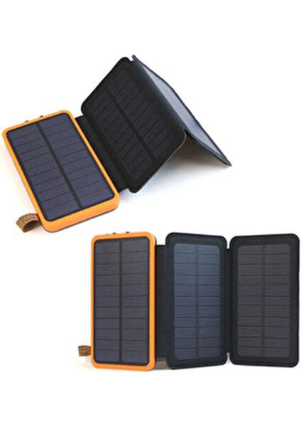 Güneş Enerjili Powerbank 20000 Mah Katlanır 4 Güneş Paneli ile USB Şarj Cihazı