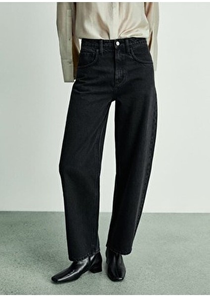 Yüksek Belli Balon Jean Pantolon