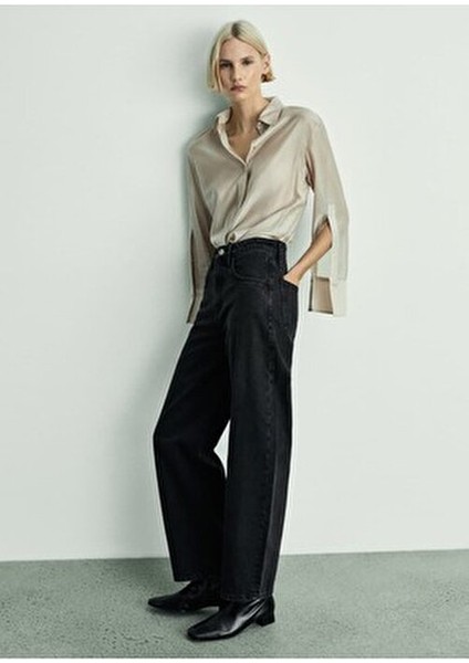 Yüksek Belli Balon Jean Pantolon