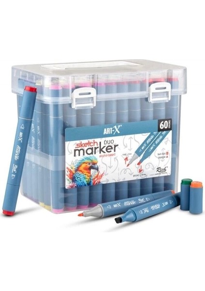 Supertrend Sketch Marker Duo Çift Uçlu Marker Kalem Seti 60 Renk