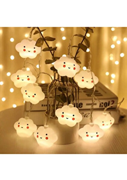 Pilli Gülen Yüz Yıldız LED Işık Dekoratif 3 Metre Ip Yıldız LED Zinciri Yılbaşı Süs Aydınlatma