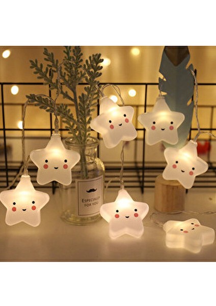 Pilli Gülen Yüz Yıldız LED Işık Dekoratif 3 Metre Ip Yıldız LED Zinciri Yılbaşı Süs Aydınlatma fiyatları