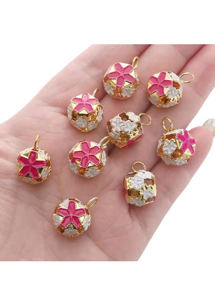 Çiçekli Kulplu Çan, Hayvan Tasma Zili, Amigurumi Zili, Kına Gecesi Tef Yapımı Zili 20 Adet Fuşya fiyatları