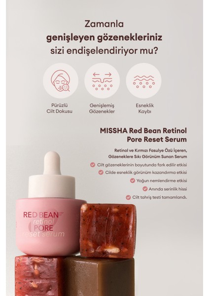 Retinol ve Kırmızı Fasulye Özlü, Sıkı Görünüm Sunan Serum Red Bean Retinol Pore Reset Serum fiyatları