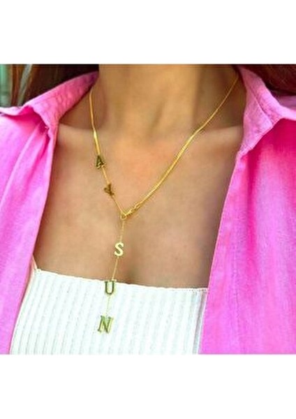 Kişiye Özel Y Model Isim Kolye 925 Ayar 22K Kaplama fiyatları