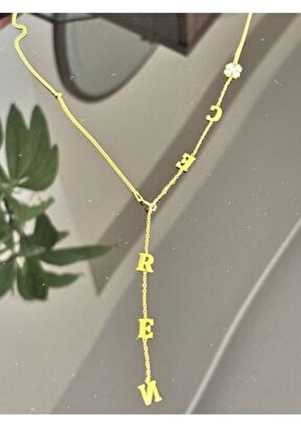 Kişiye Özel Y Model Isim Kolye 925 Ayar 22K Kaplama modelleri