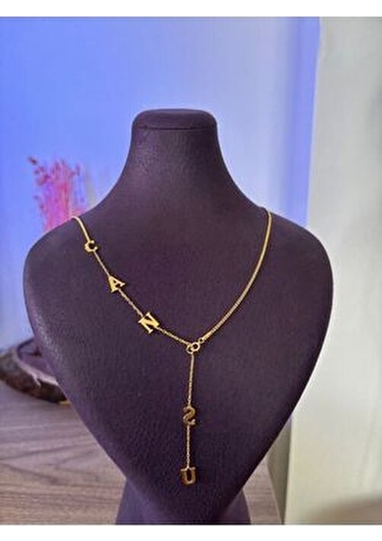 Kişiye Özel Y Model Isim Kolye 925 Ayar 22K Kaplama fırsatları