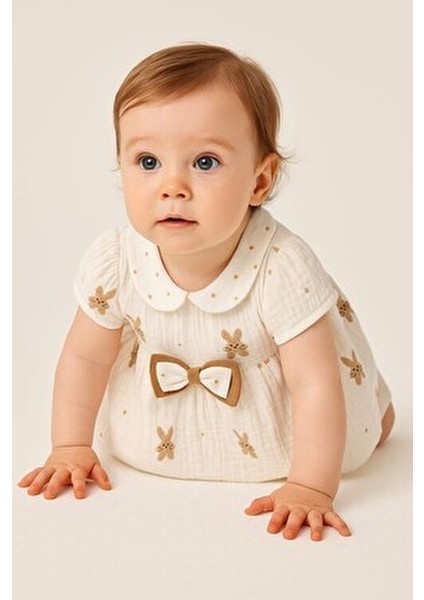 Kız Bebek/çocuk Müslin Kumaş Tavşanlı Büzgü Kol Yazlık Elbise Organik fiyatları