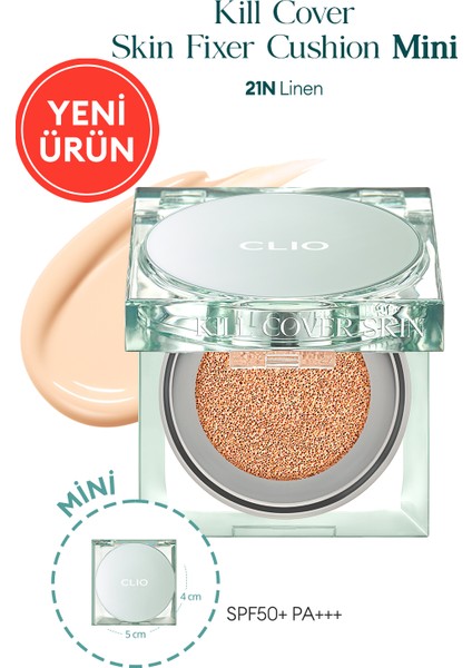 Kalıcı Mat Mini Boy Cushion Clıo Kill Cover Skin Fixer Cushion Mini (21N Linen) SPF50+ Pa+++