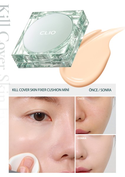 Kalıcı Mat Mini Boy Cushion Clıo Kill Cover Skin Fixer Cushion Mini (21N Linen) SPF50+ Pa+++ fiyatları