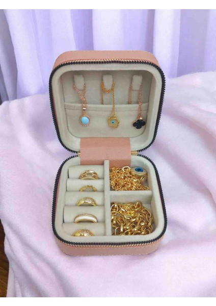 Küçük Boy ( 11×11) Düzenleyici Takı Saklama Kutusu Seyehat Mücevher Çantasi Deri Ahşap Kasa fiyatları