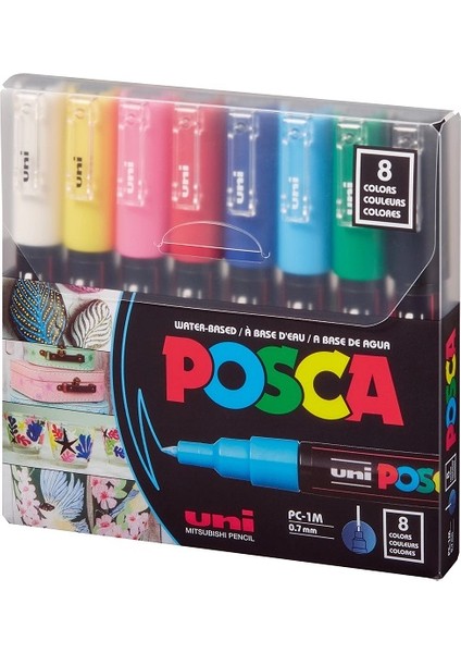 Posca Pc-1m 0.7 Su Bazlı Boyama Markörü Seti Ana Renkler 8 Renk