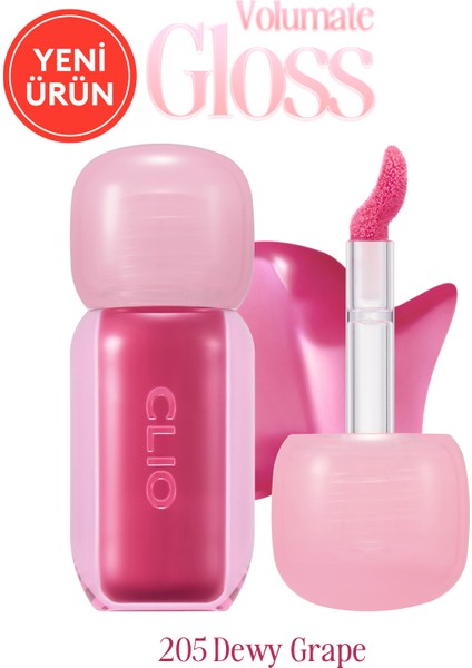 Pigmentli, Parlak Bitişli Dolgunlaştırıcı Lip Gloss Clıo Volumate Gloss 205 Dewy Grape