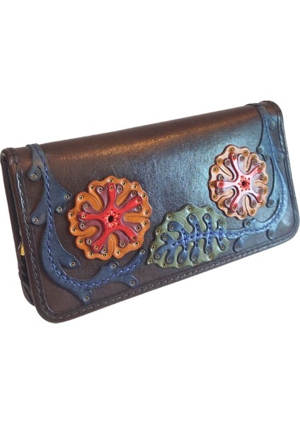 %100 Deri El Yapımı Yatay Telefon Bölmeli Fermuarlı ve Çıt Çıtlı Kadın Cüzdan (Liva) modelleri