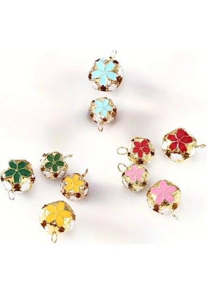 Çiçekli Kulplu Çan, Hayvan Tasma Zili, Amigurumi Zili, Kına Gecesi Tef Yapımı Zili 20 Adet Su Yeşili fiyatları