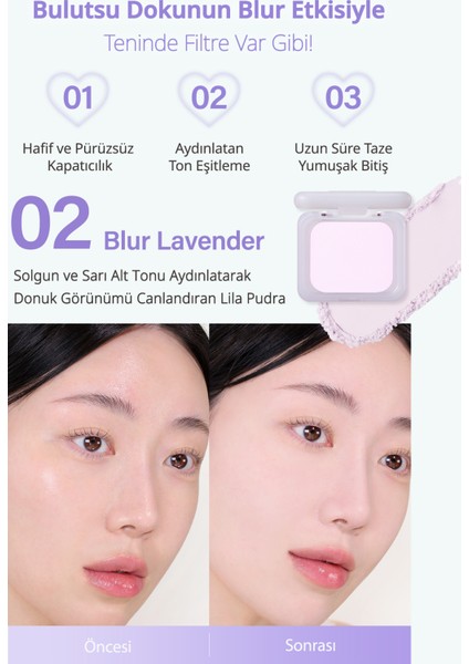Blur Etkili Ton Eşitleyici Mor Kompakt Pudra Perıpera Filter Fit Blur Pact (02 Blur Lavender) fiyatları