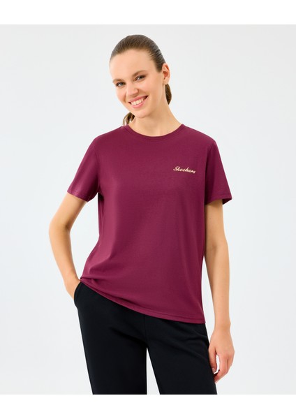 W Light Fabric T-Shirt Kadın Bordo Tshirt S2520239-3877