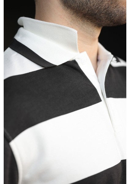 Siyah Çizgili Polo Yaka Erkek Kazak E7173 modelleri