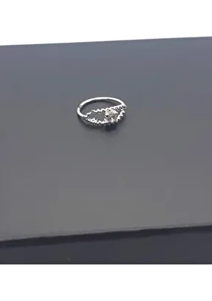 925 Ayar Gümüş Zirkon Taşlı Halka Hızma (En:9 mm Boy:10 Mm)