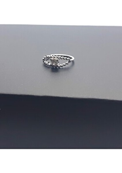 925 Ayar Gümüş Zirkon Taşlı Halka Hızma (En:9 mm Boy:10 Mm)
