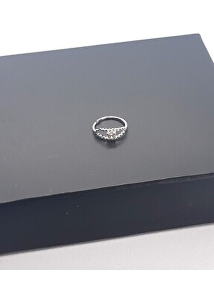 925 Ayar Gümüş Zirkon Taşlı Halka Hızma (En:9 mm Boy:10 Mm)