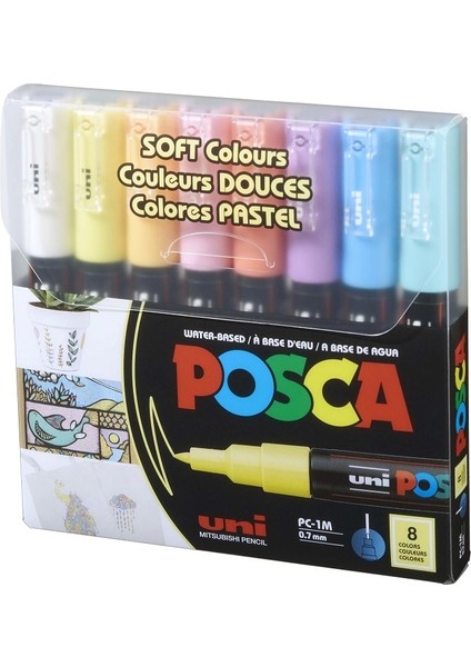 Posca Pc-1m 0.7 Su Bazlı Boyama Markörü Seti Pastel Renkler 8 Renk