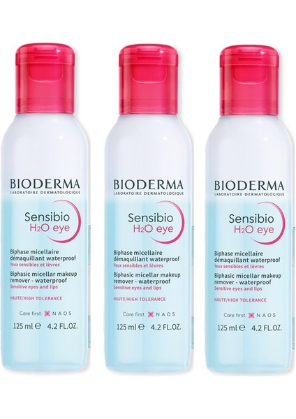 Asfstore Bioderma Sensibio H2O Eye Çift Fazlı Makyaj Temizleyici 125 ml 3 Adet
