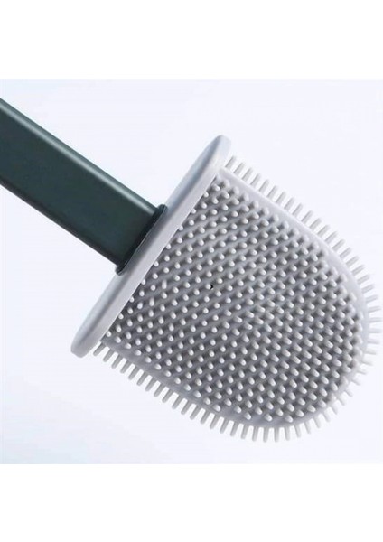 Duvara Monte Edilebilir Kapaklı Askılı Klozet Yumuşak Silikon Başlıklı Tuvalet Fırçası Seti