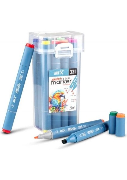 Supertrend Sketch Marker Duo Çift Uçlu Marker Kalem Seti 12 Renk