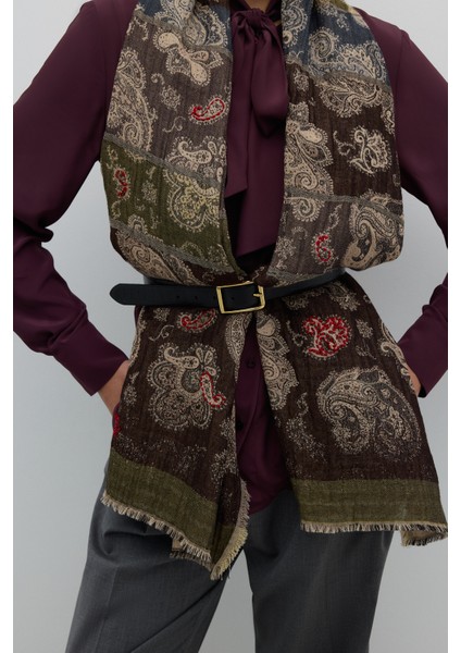 Yün Karışımlı Desenli Şal Standart Renk K2684104_089