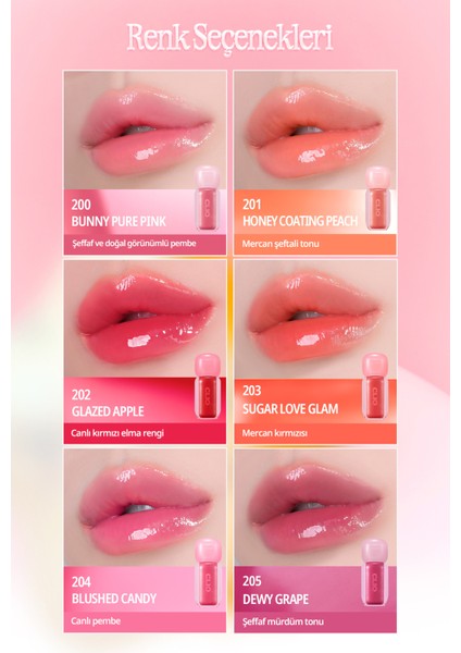Pigmentli, Parlak Bitişli Dolgunlaştırıcı Lip Gloss Clıo Volumate Gloss 200 Bunny Pure Pink modelleri