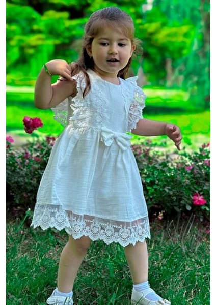 Kız Bebek Elbise Kız Çocuk Elbise Doğum Günü Parti Düğün Elbise Dantelli Kısa Kol astarlı elbise indirimleri