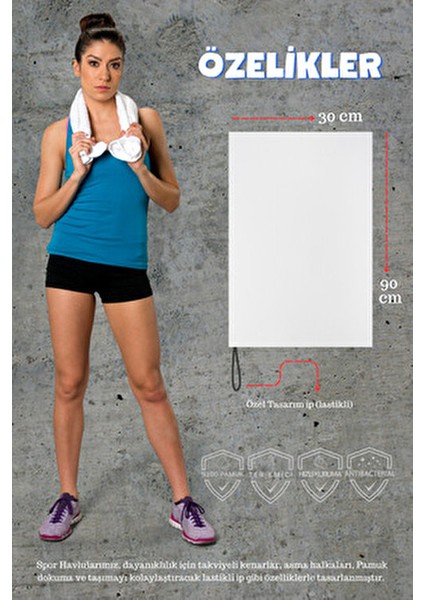 Nakışlı Sporcu Havlusu Pamuklu, Anti Bakteriyel, Ter Emici Fitness Plates Boks Tenis Spor Havlusu fırsatları