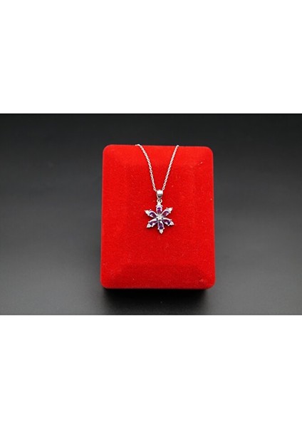 925 Ayar Gümüş Mor Lotus Kadın Kolye SK00048