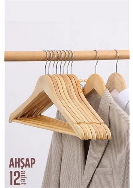 Natural Ahşap Elbise Askısı 12 ADET Montague Design fiyatları