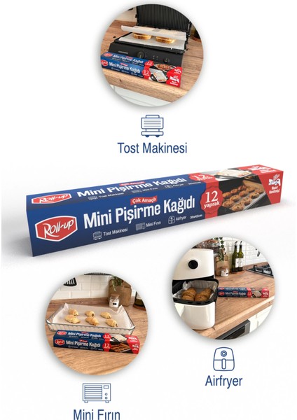 Kesilmiş Mini Pişirme Kağıdı Airfryer - Tost Makinesi - Mini Fırın Uyumlu 12 Yaprak x 4 Kutu fırsatları