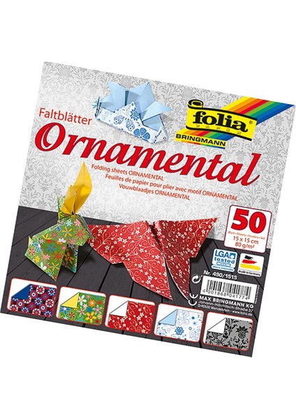 Ornamental Desenli Origami Kağıdı 15X15 Cm. 5 Motif 50 Yaprak