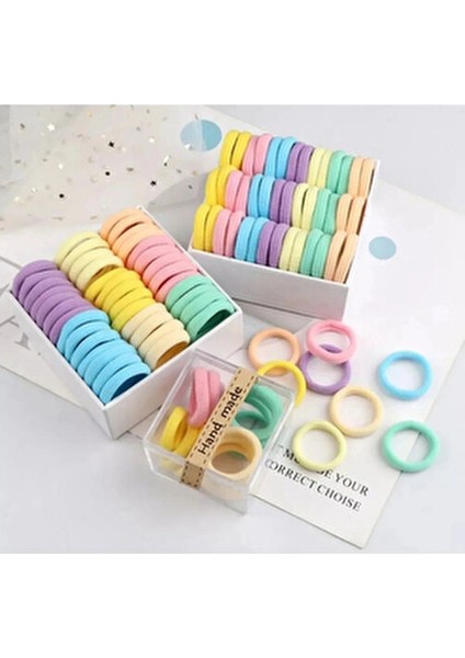 Kadın 50'li Renkli Ultra Esnek Havlu Lastik Toka Seti