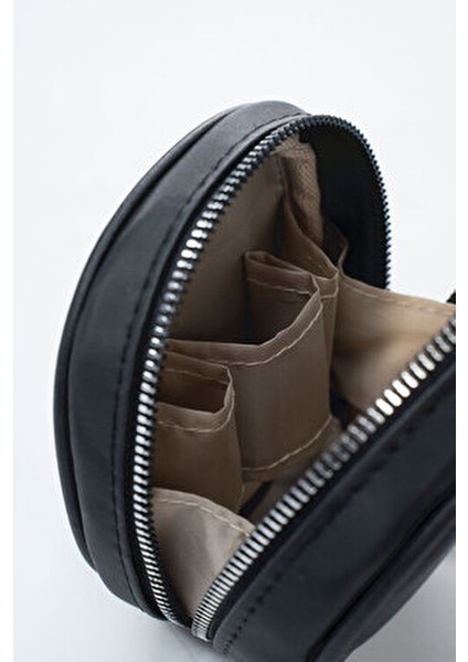 Siyah Mini Makyaj Çantası Suni Deri Organizer Kadınlar İçin Şık ve Pratik Kullanım indirimleri