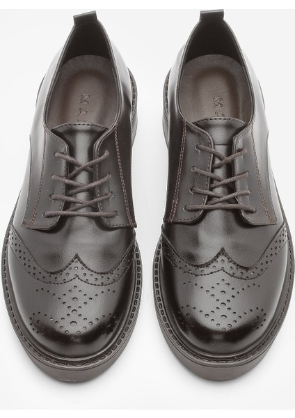 Kadın Bağcıklı Maskülen Çift Yüzlü Günlük Oxford Ayakkabı Sindo Kahve