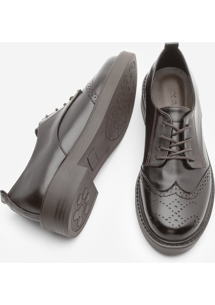 Kadın Bağcıklı Maskülen Çift Yüzlü Günlük Oxford Ayakkabı Sindo Kahve