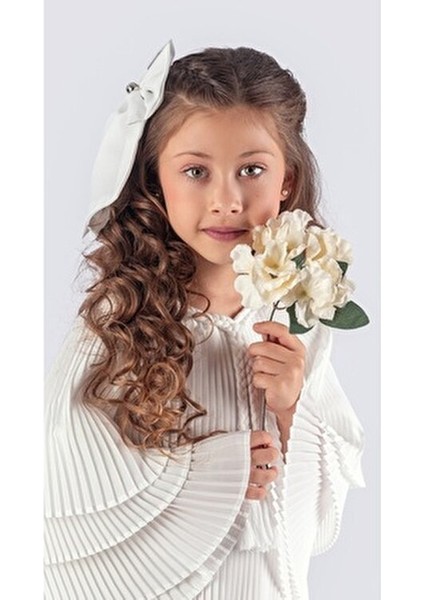 Kız Çocuk Krep Plise Elbise Özel Günler İçin Şık Tasarım Ispanyol Kol fiyatları