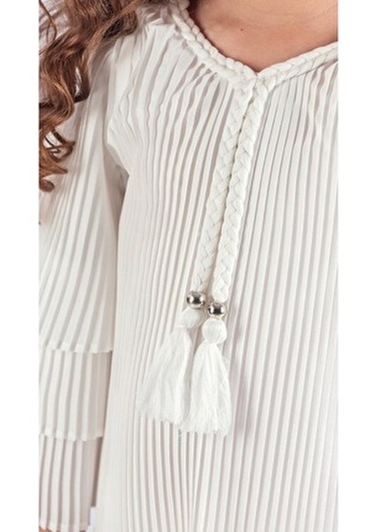 Kız Çocuk Krep Plise Elbise Özel Günler İçin Şık Tasarım Ispanyol Kol fırsatları