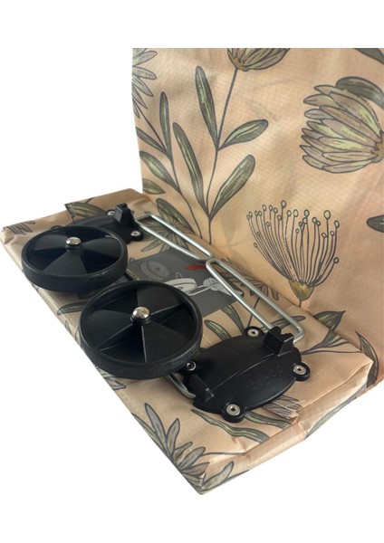 Tekerlekli Katlanabilir Alışveriş Çantası 20X54X35 cm Çiçek Desenli, Omuz Askılı, Pazar Arabası indirimleri
