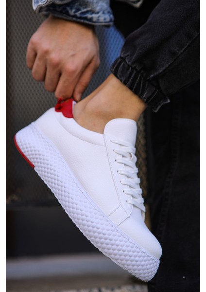Felibord Bağcıklı Basic Erkek Sneaker Beyaz Kırmızı modelleri